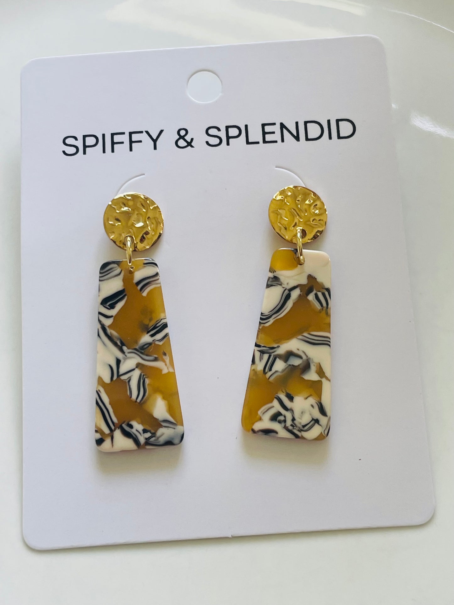 Dangle Earrings - Mustard & Navy