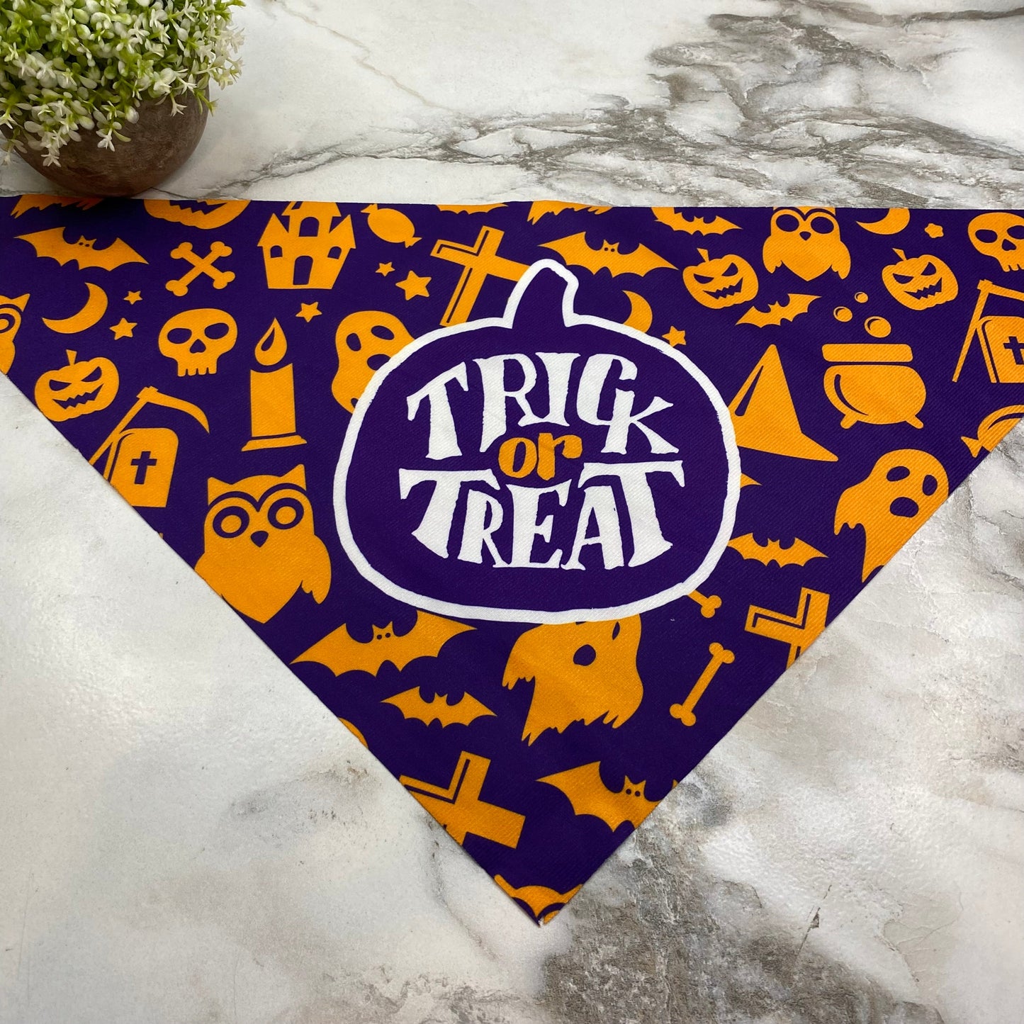 Dog Bandana - Halloween - Trick or Treat Purple Orange