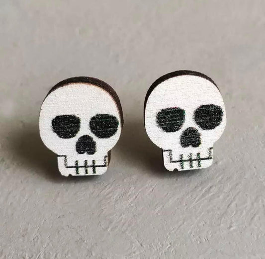 Wood Skull Studs