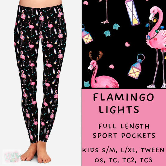 Leggings with Pockets - Flamingo Lights