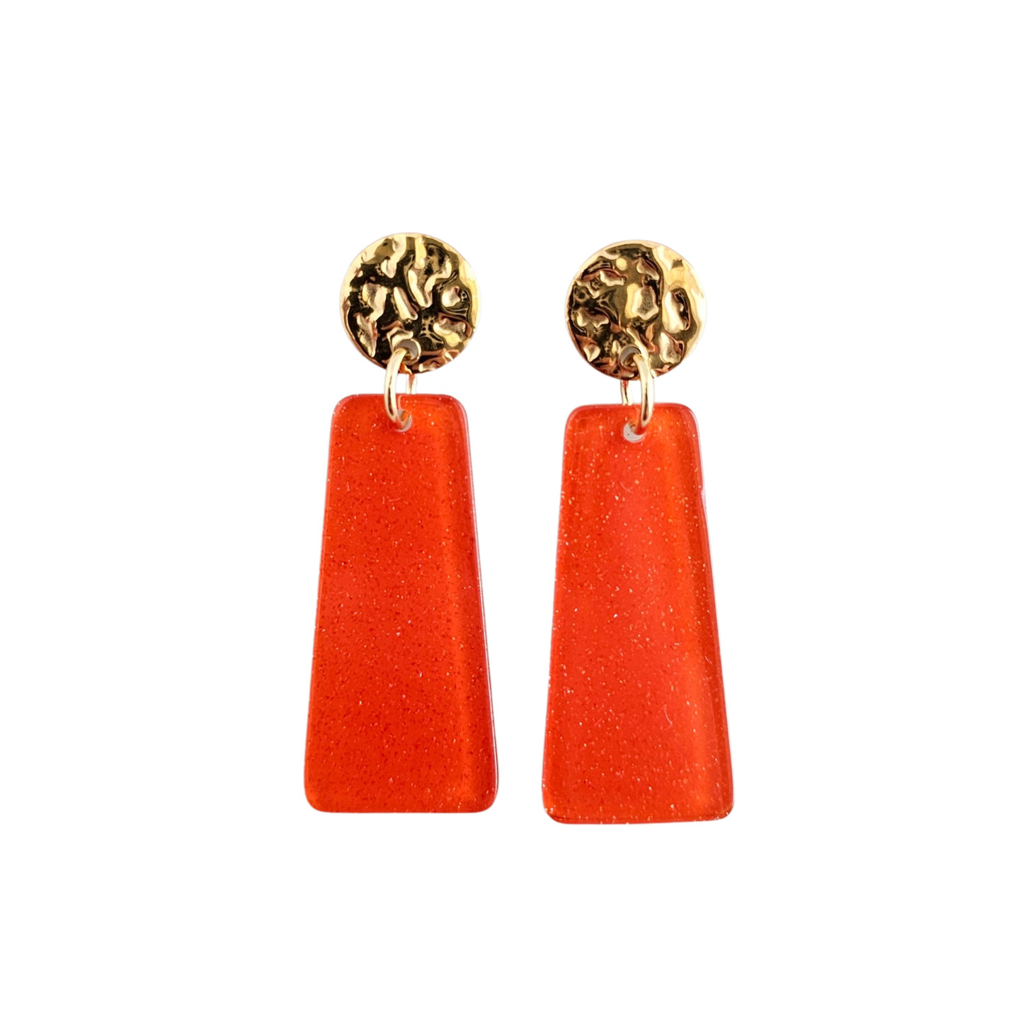 Mia Mini Earrings - Orange Glitter