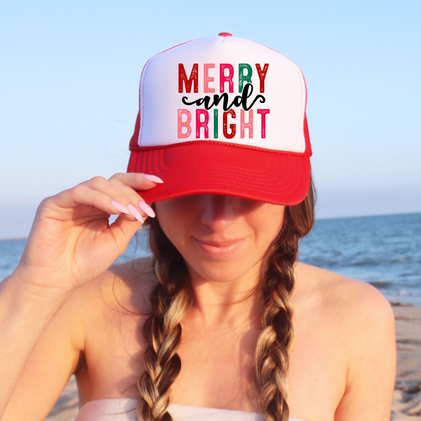 Colorful Merry and Bright Trucker Hat