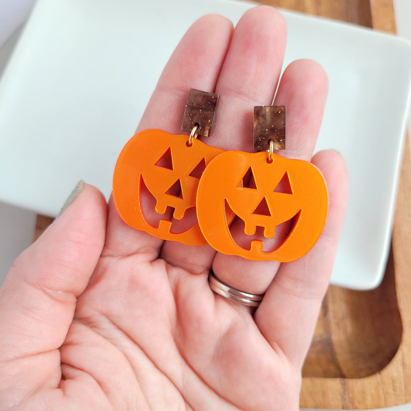 Shimmer Pumpkin Earrings