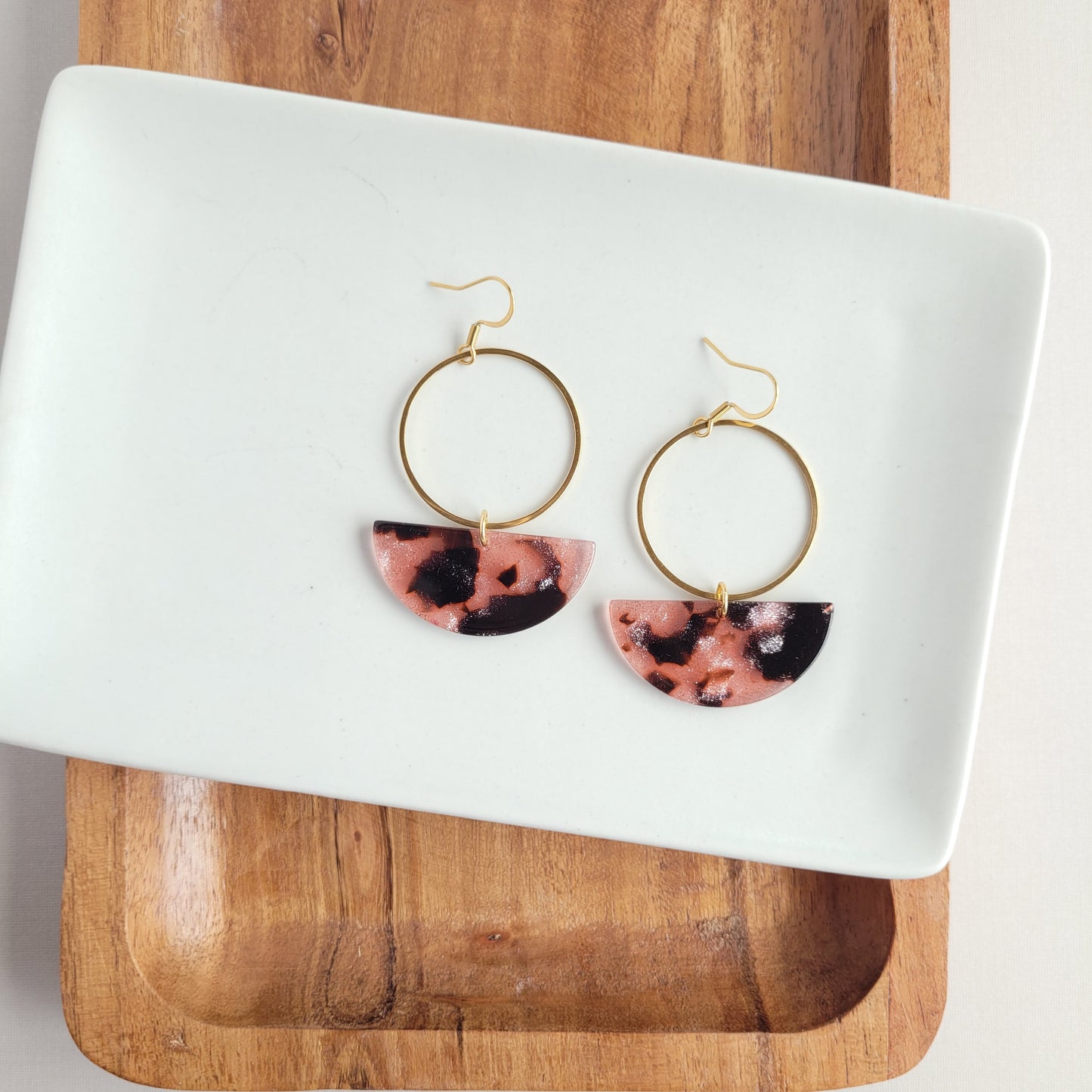 Reese Earrings - Pink Glitter Tortoise