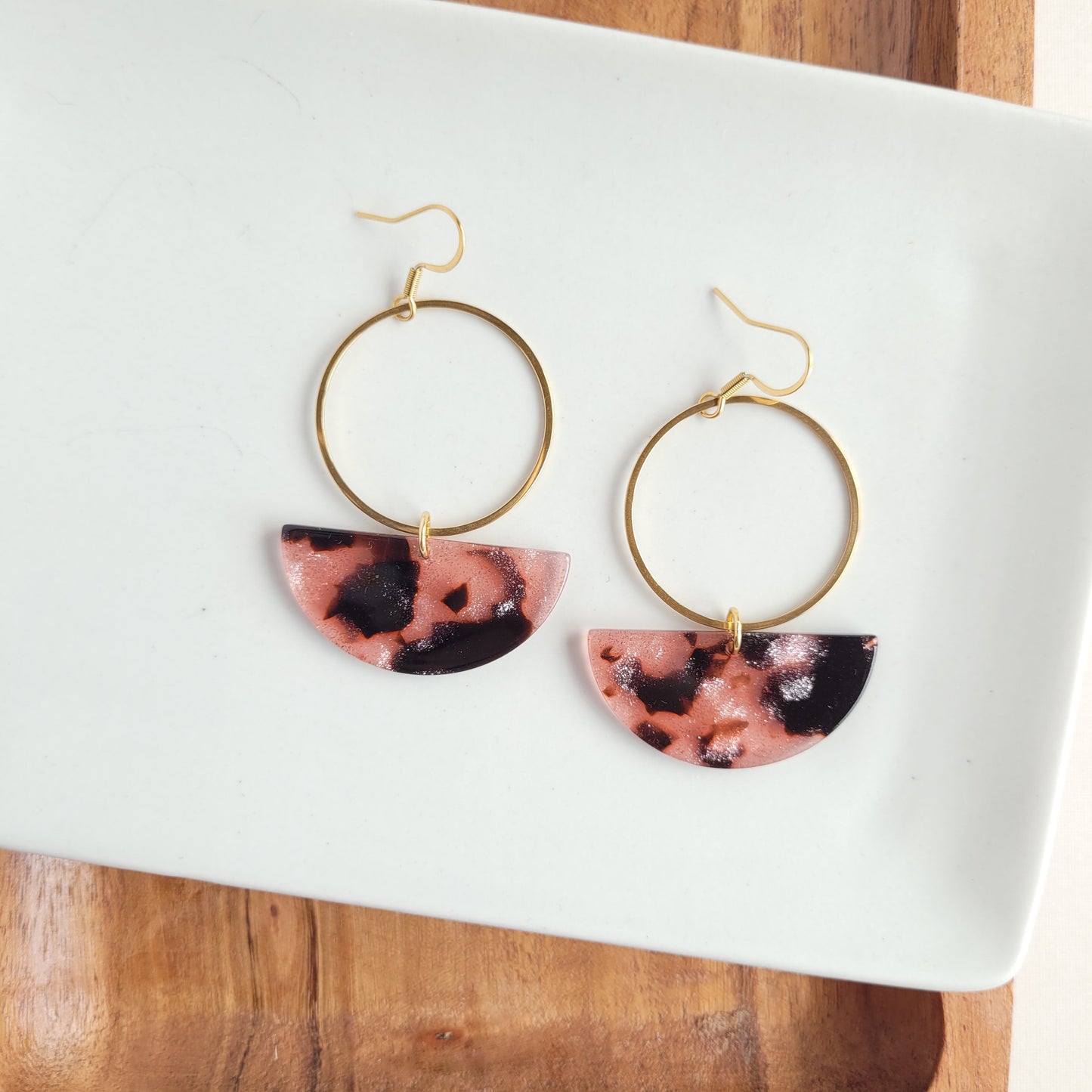 Reese Earrings - Pink Glitter Tortoise