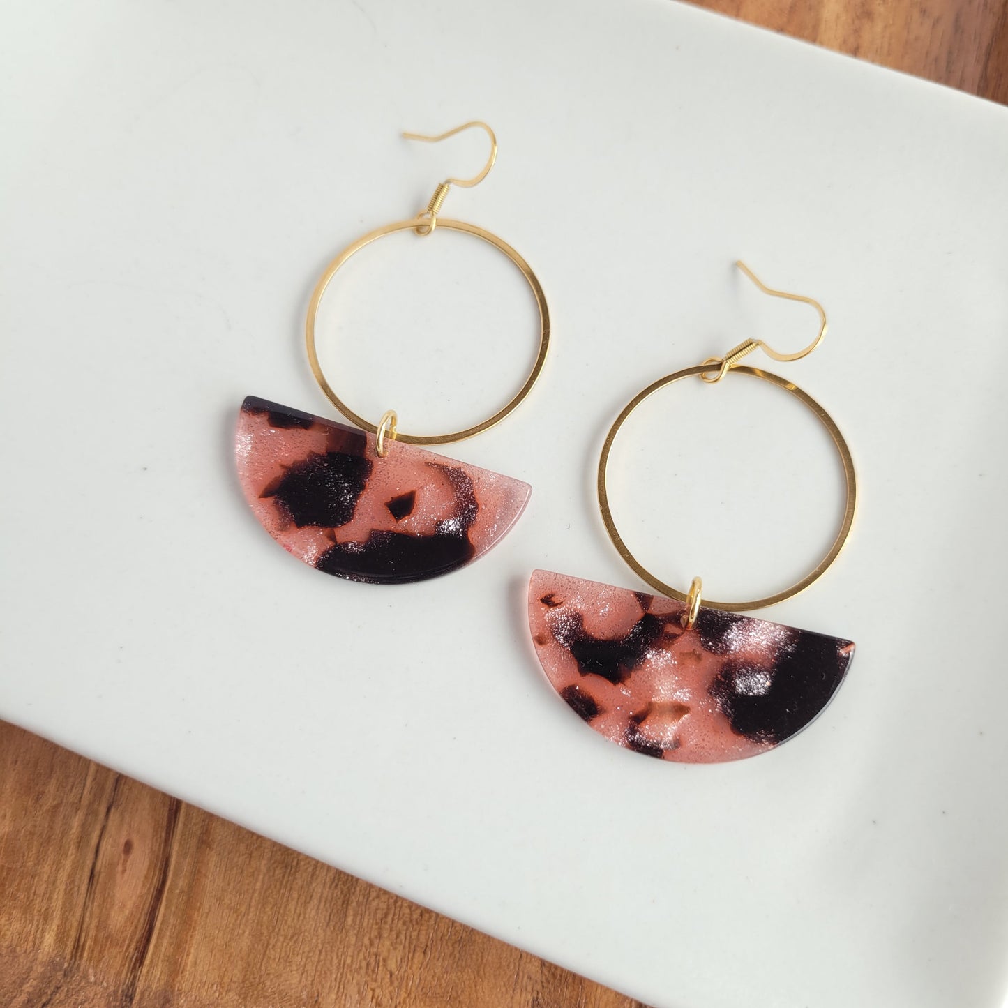 Reese Earrings - Pink Glitter Tortoise