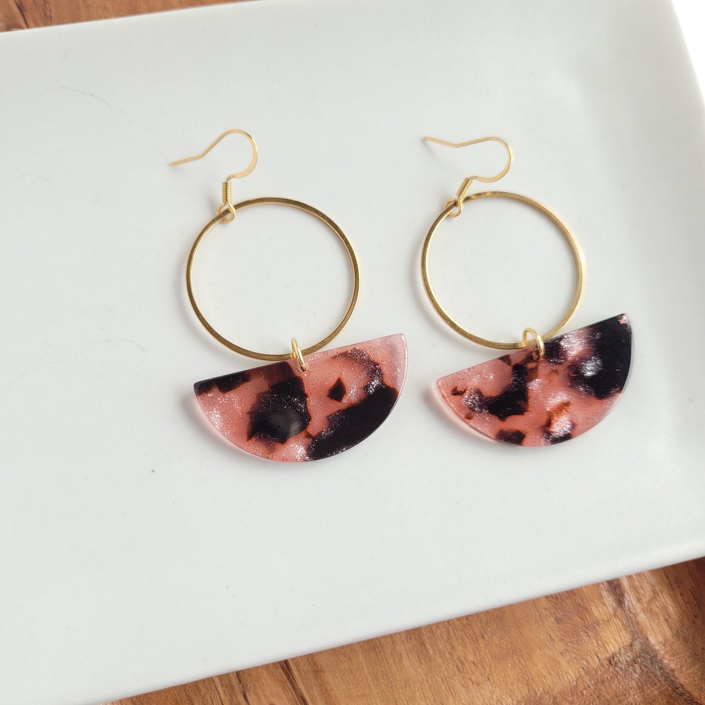 Reese Earrings - Pink Glitter Tortoise