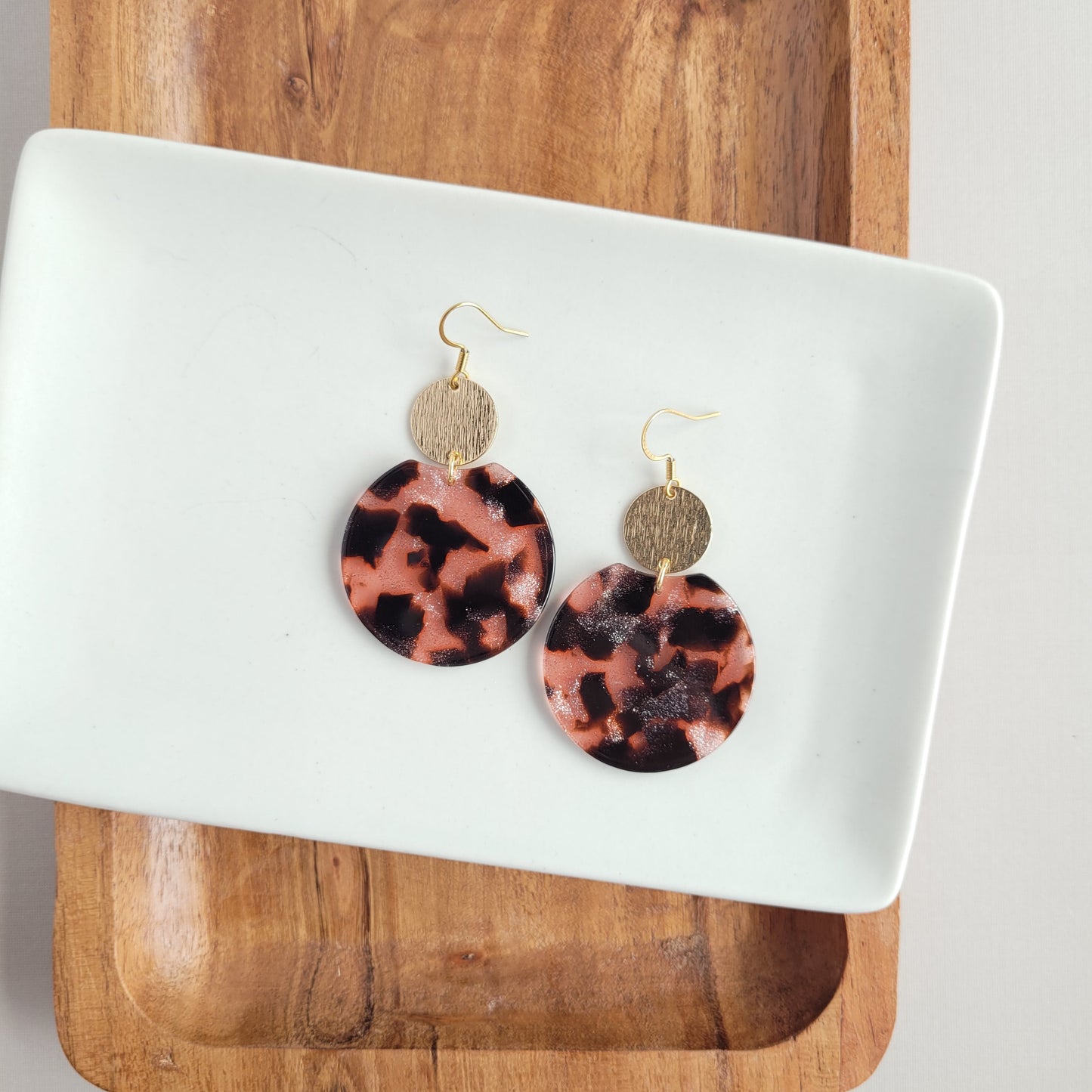 Zoey Earrings - Pink Glitter Tortoise