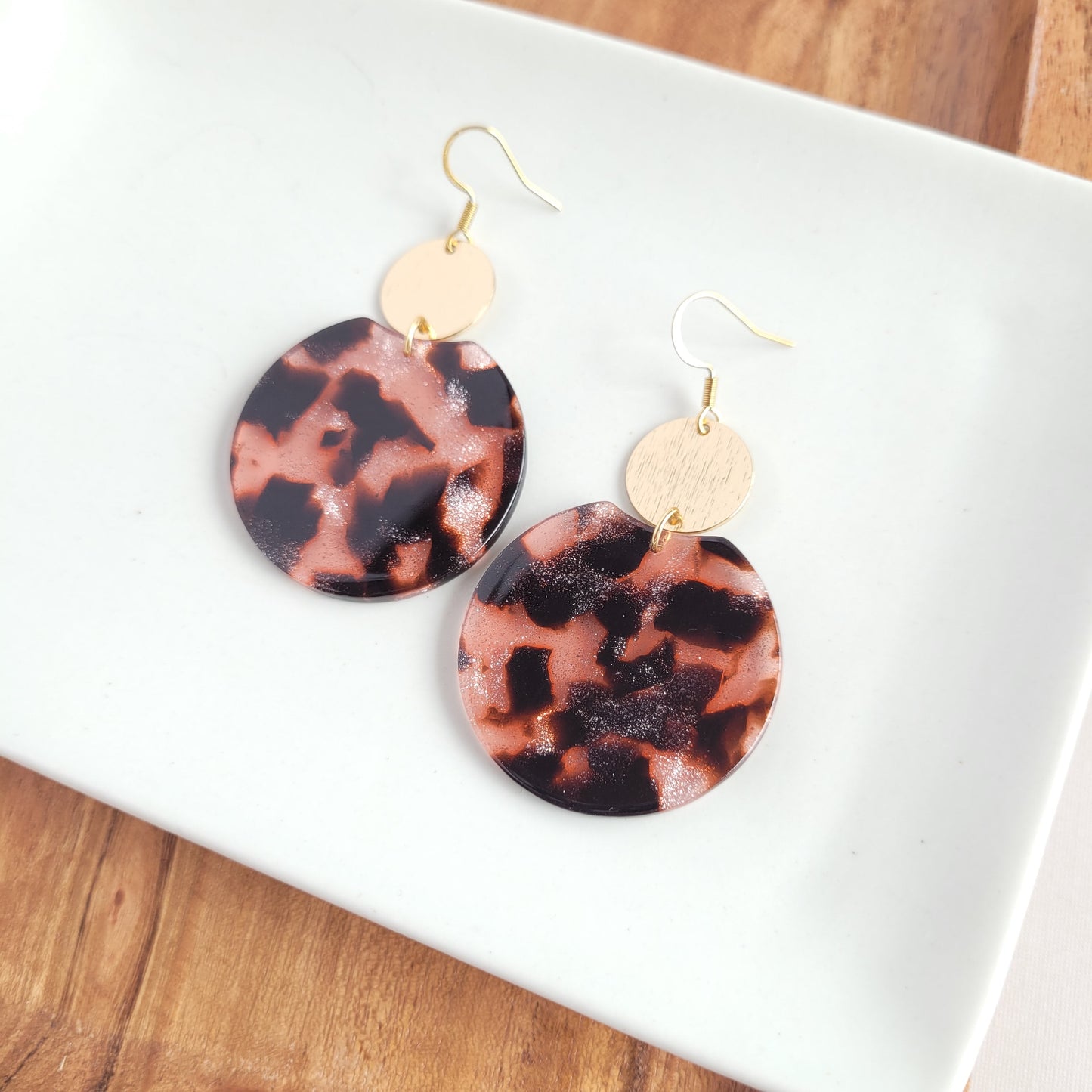 Zoey Earrings - Pink Glitter Tortoise
