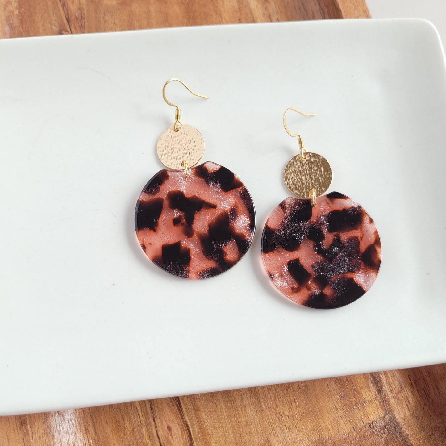 Zoey Earrings - Pink Glitter Tortoise