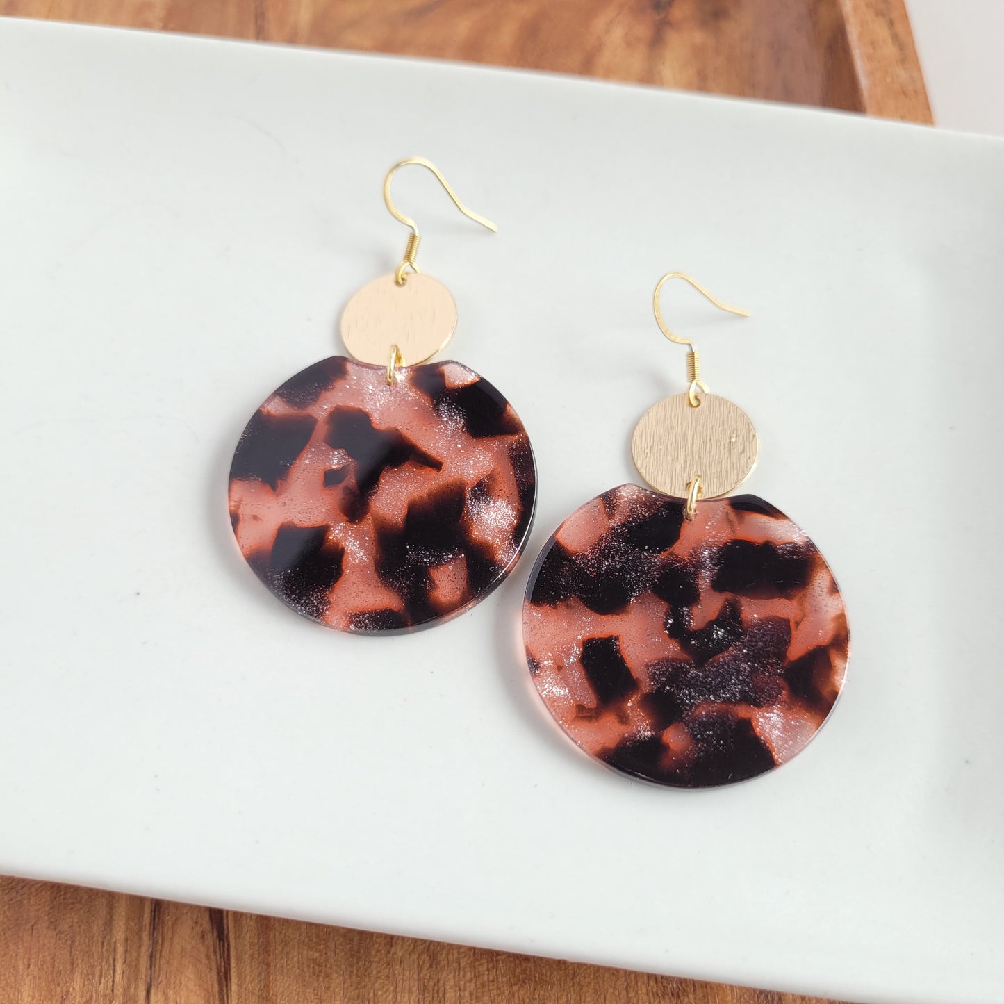 Zoey Earrings - Pink Glitter Tortoise