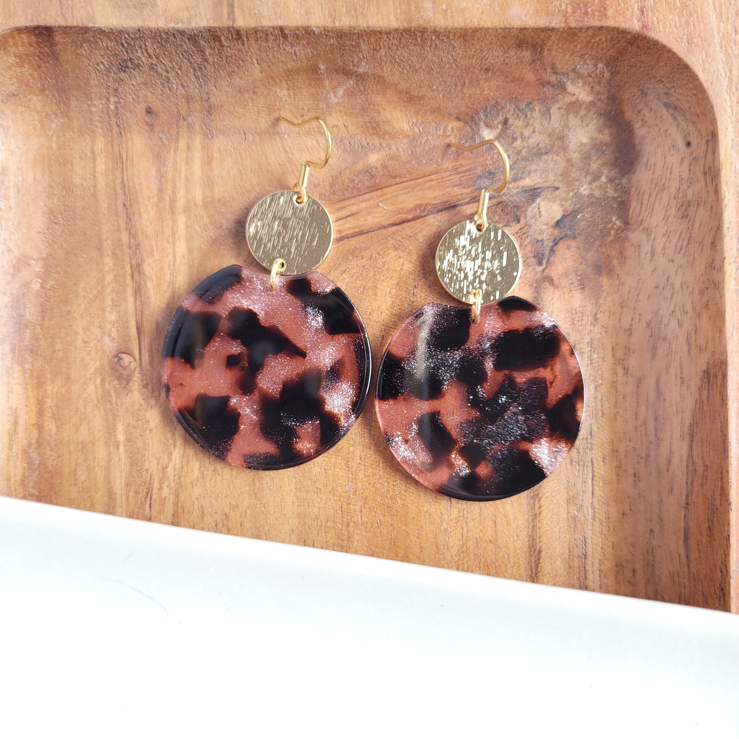 Zoey Earrings - Pink Glitter Tortoise
