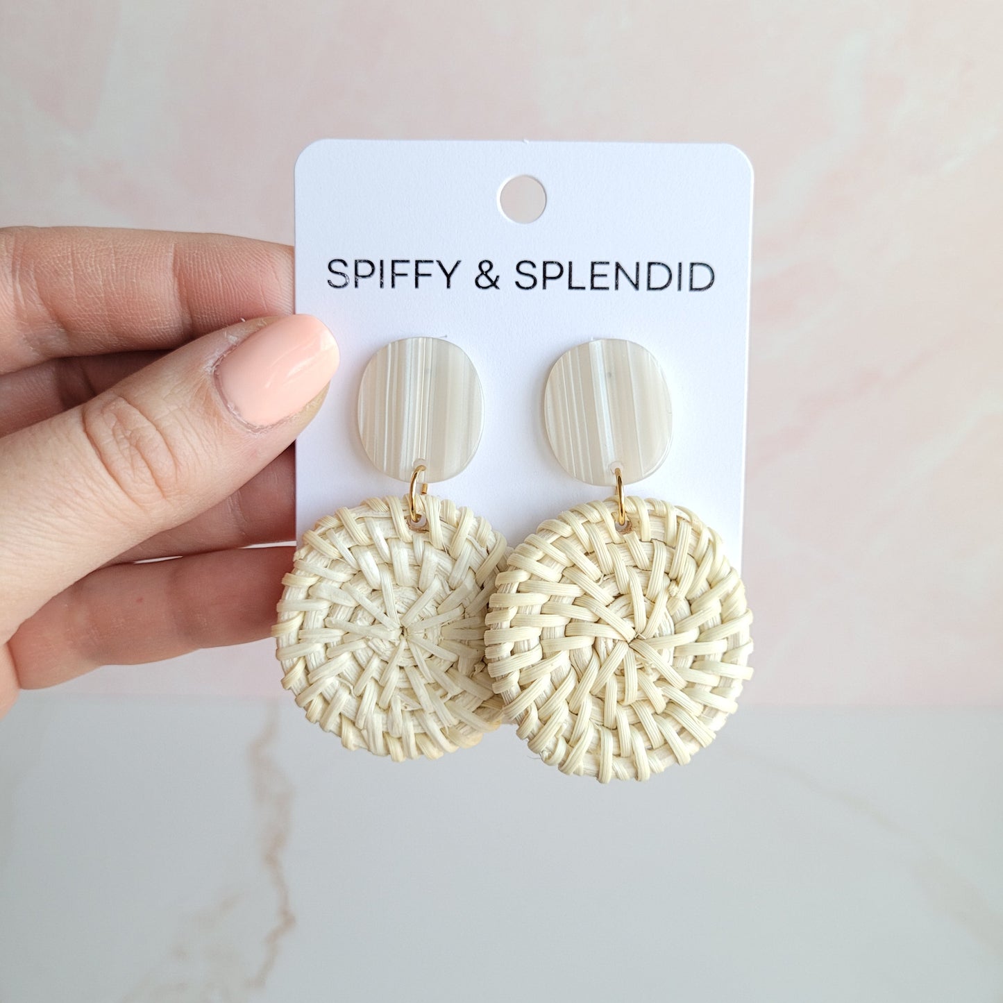 Dominica Earrings - Light Rattan Seashell