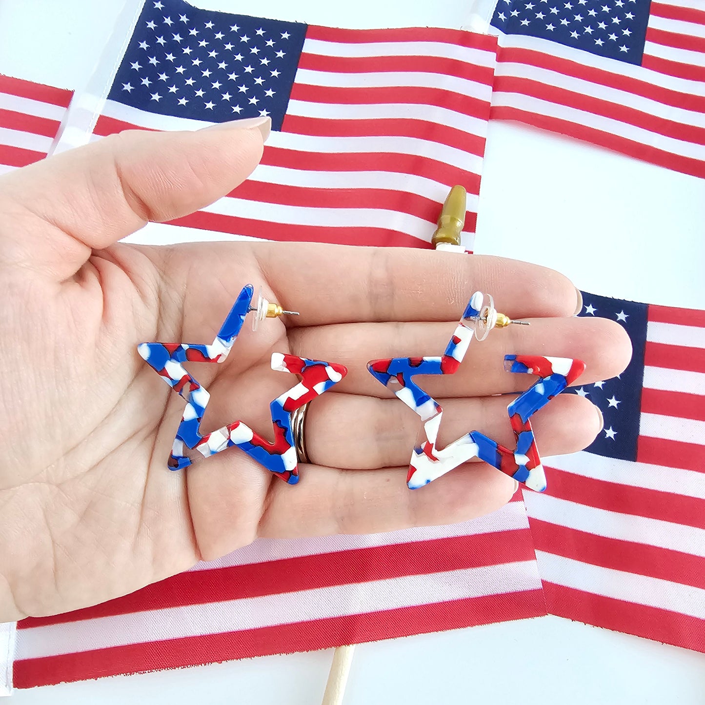 Star Hoops - Red, White & Blue