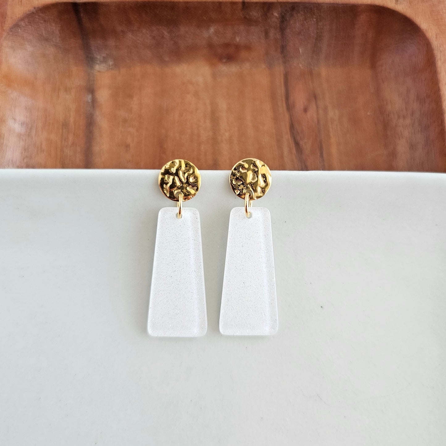 Mia Mini Earrings - White Glitter