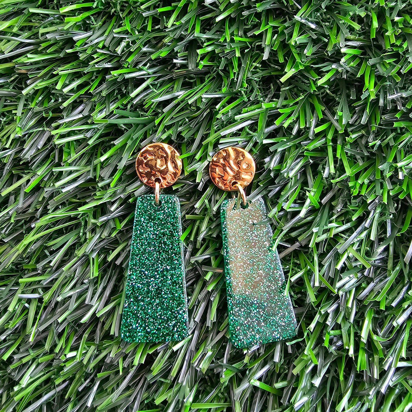 Mia Mini Earrings - Green Glitter