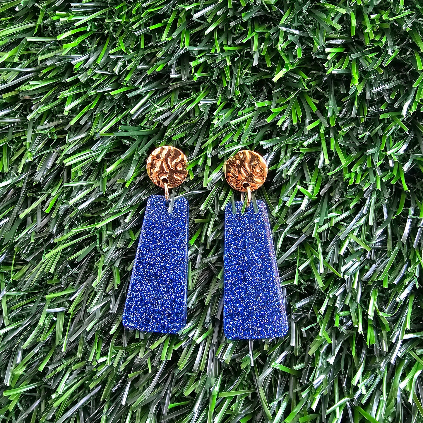 Mia Mini Earrings - Blue Glitter