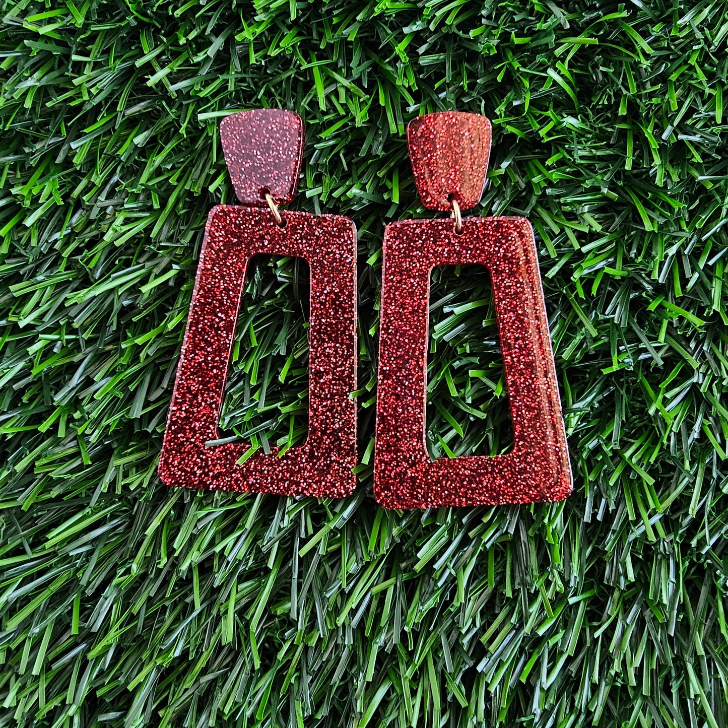 Avery Earrings - Red Glitter