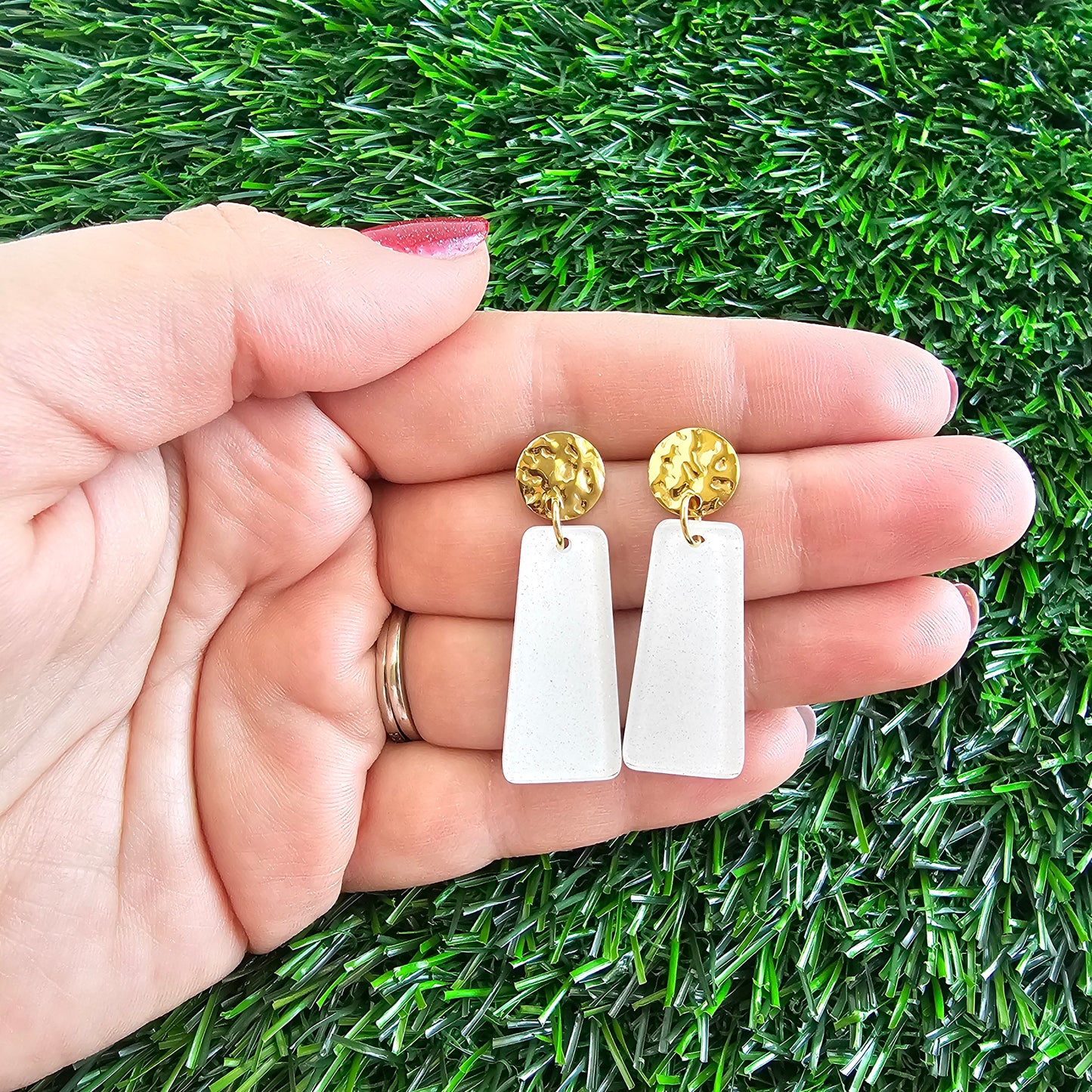 Mia Mini Earrings - White Glitter