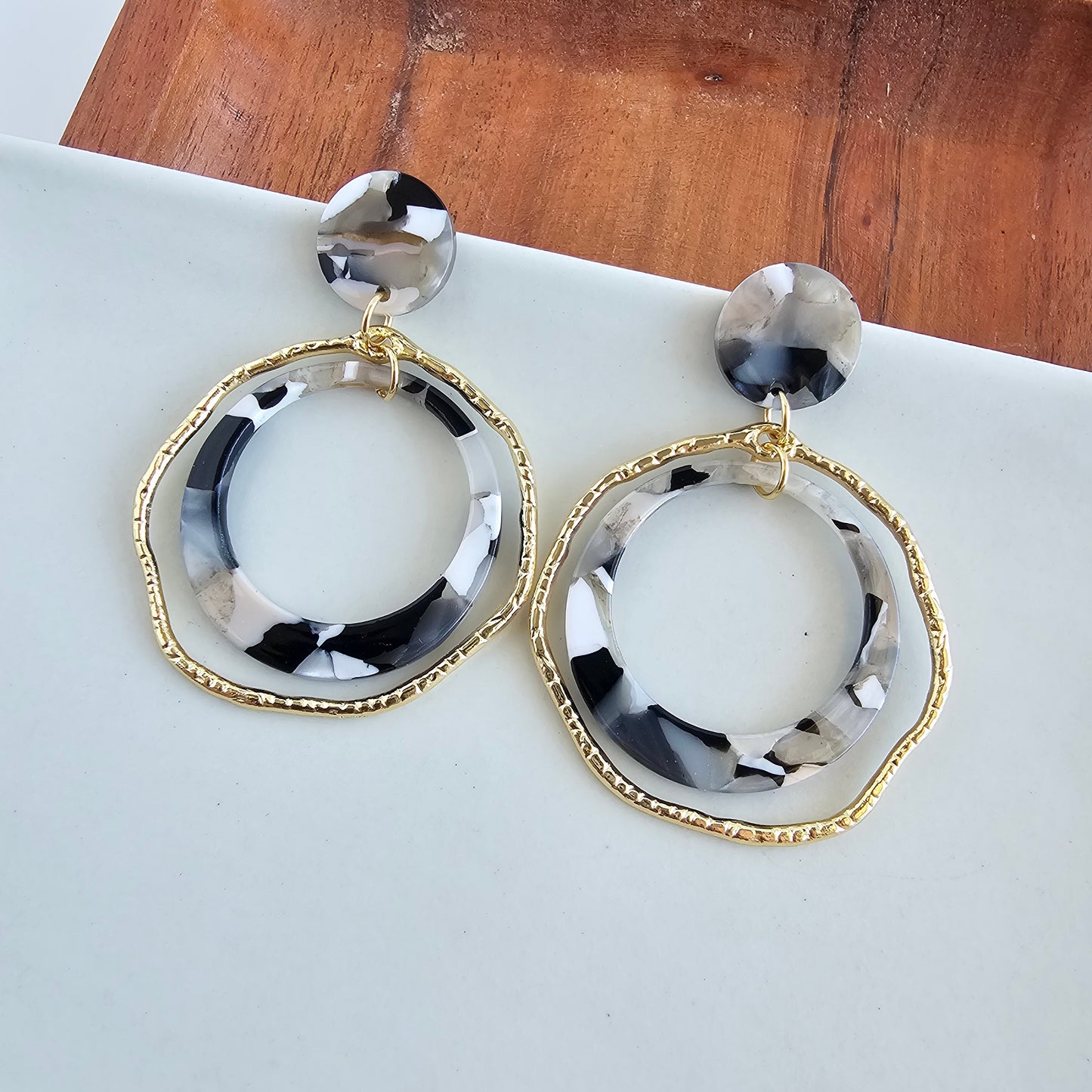 Georgia Earrings - Ivory & Slate