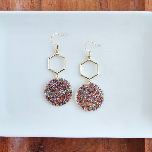 Layla Earrings - Rainbow Glitter