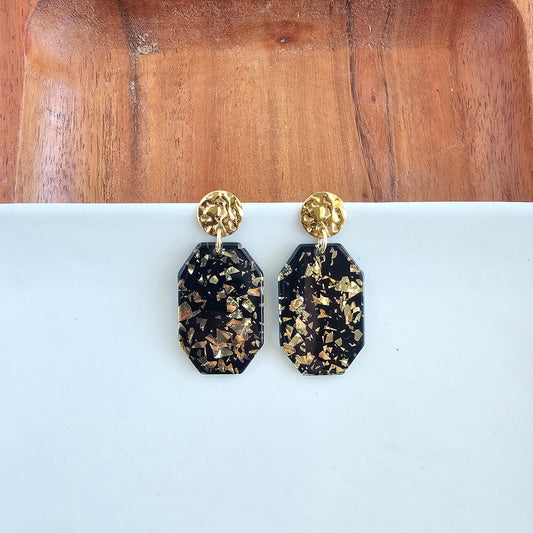 Lexi Earrings - Black Gold Flake