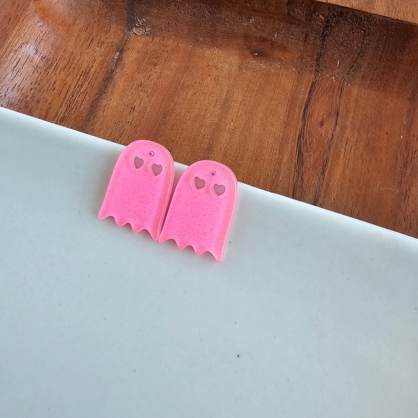 Ghost Studs - Pink Glitter