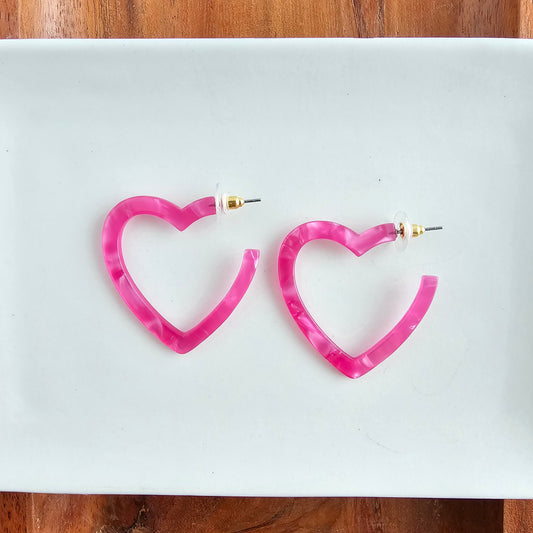 Heart Hoops - Hot Pink