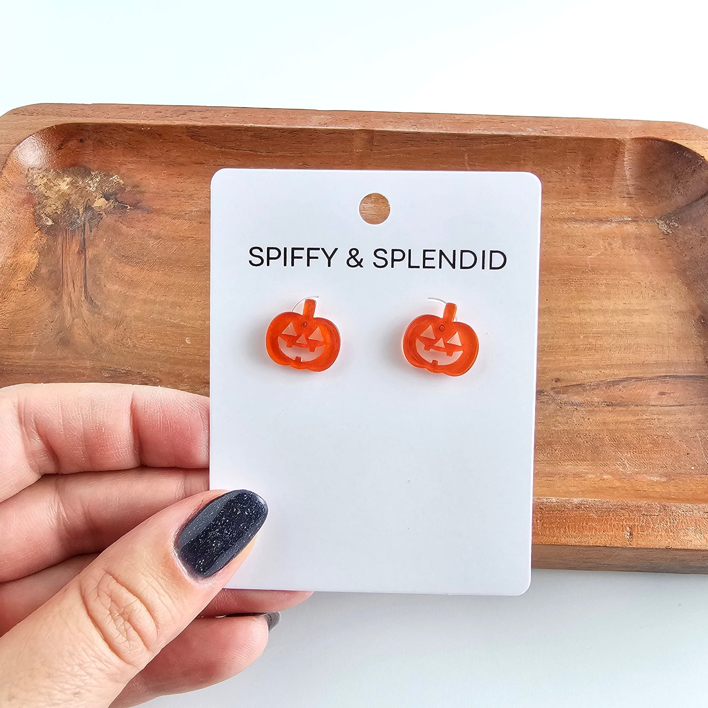 Jack O' Lantern Pumpkin Studs - Orange Glitter