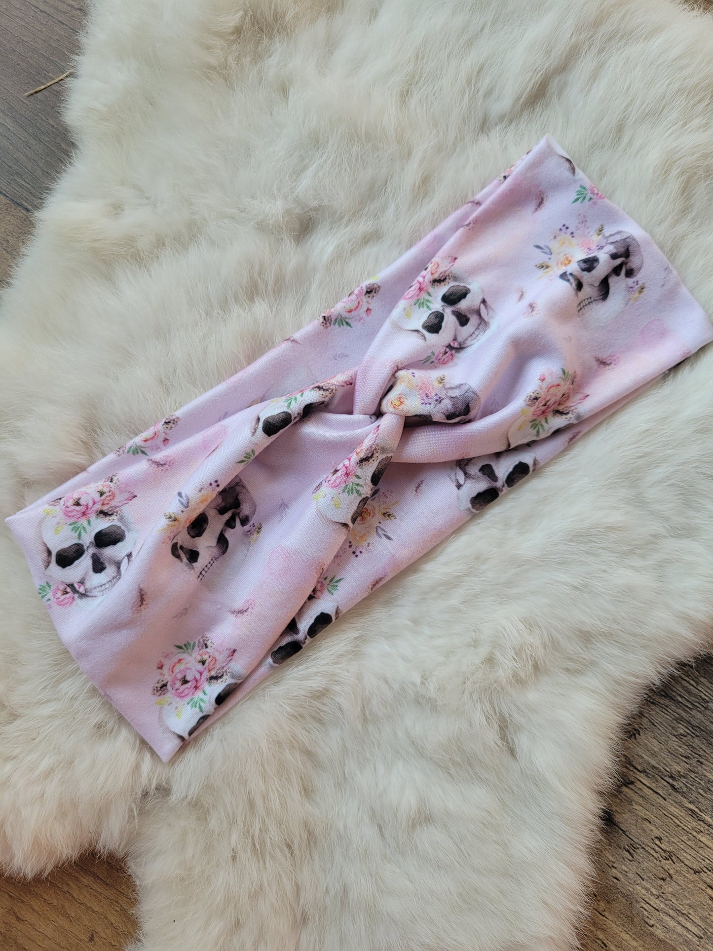 Light Pink floral skulls