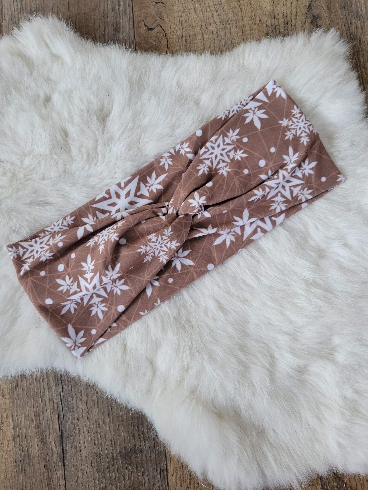 Boho brown with white snowflakes