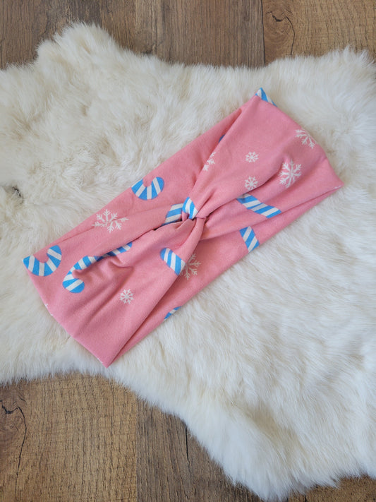 Pink with blue striped candy canes