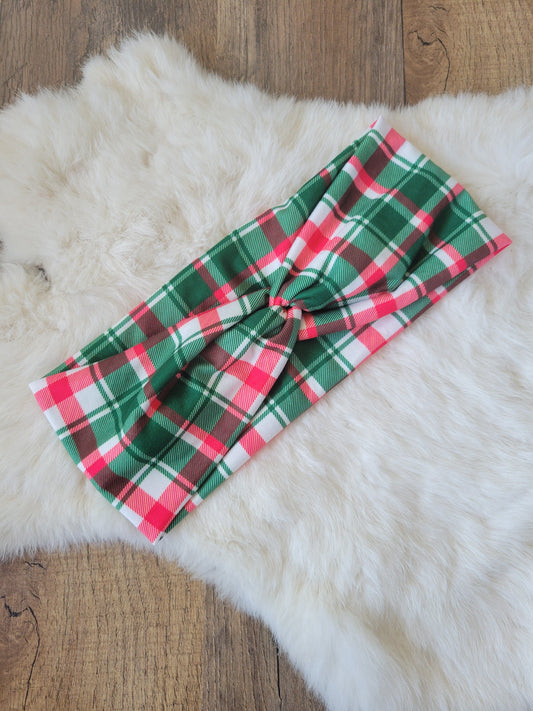 Green with red Christmas plaid