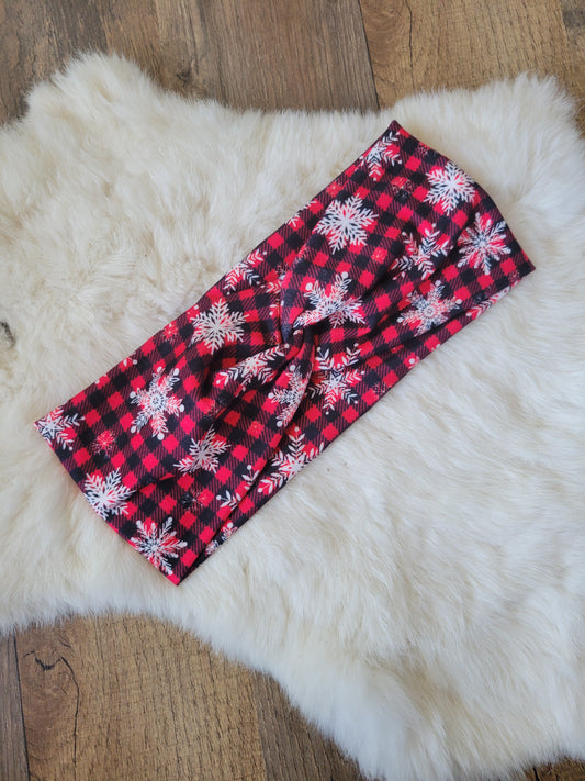 Buffalo plaid with snowflakes