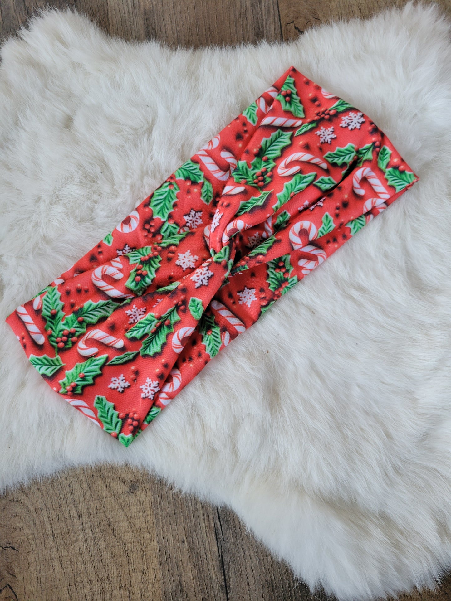 Red with candy canes and mistletoe