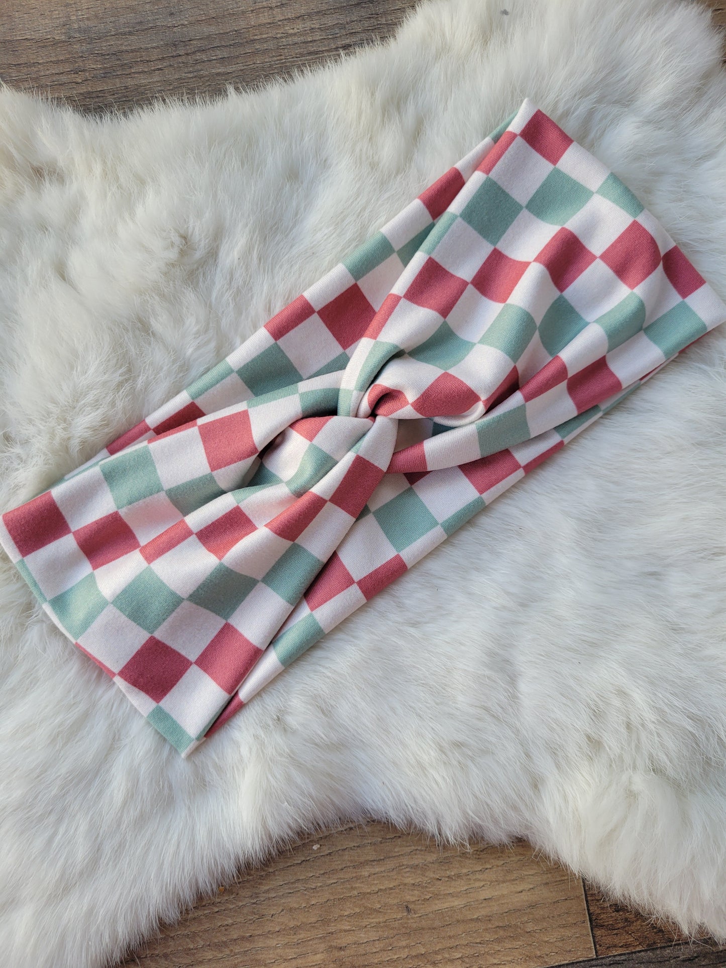 Red green and cream checkered