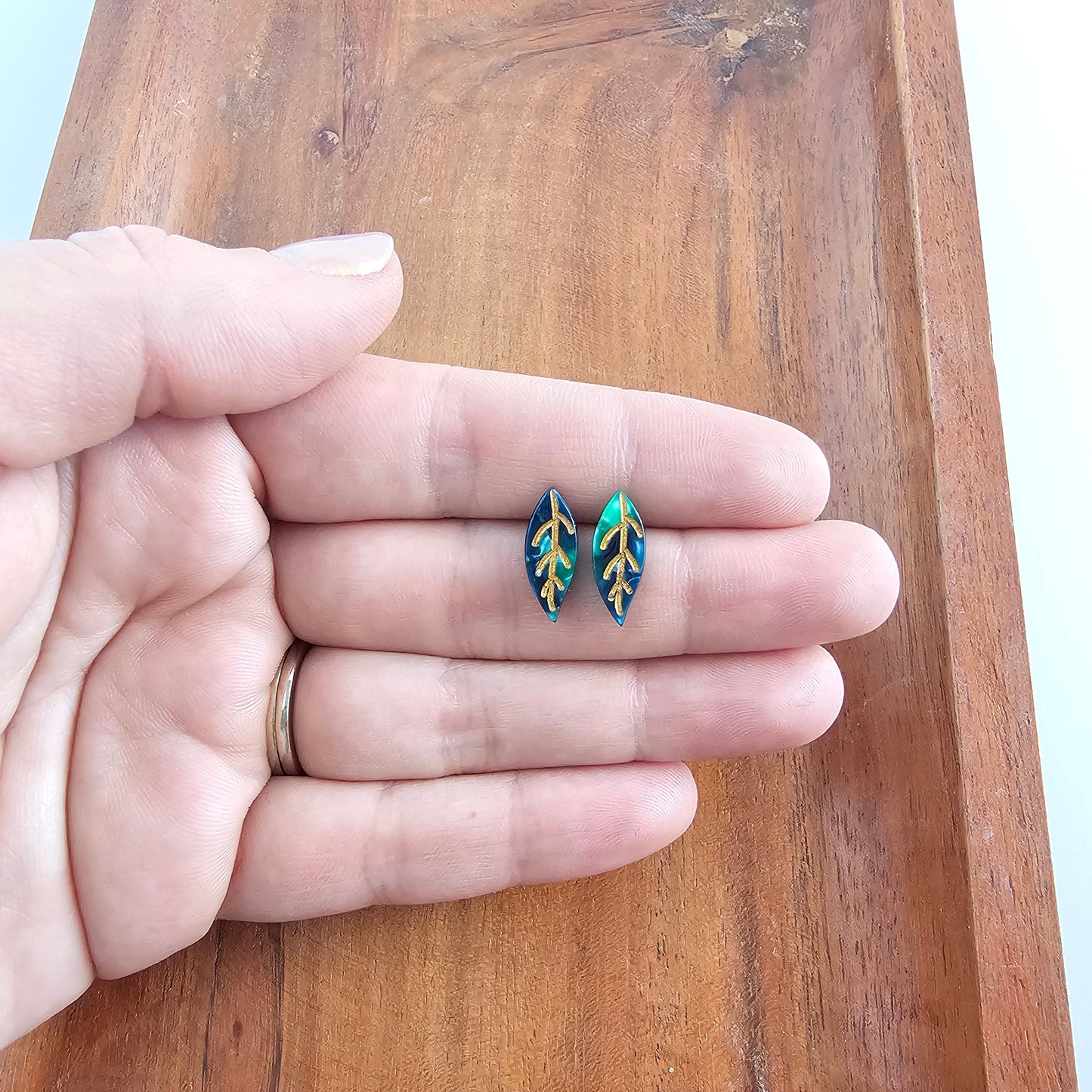 Leaf Studs - Dark Green