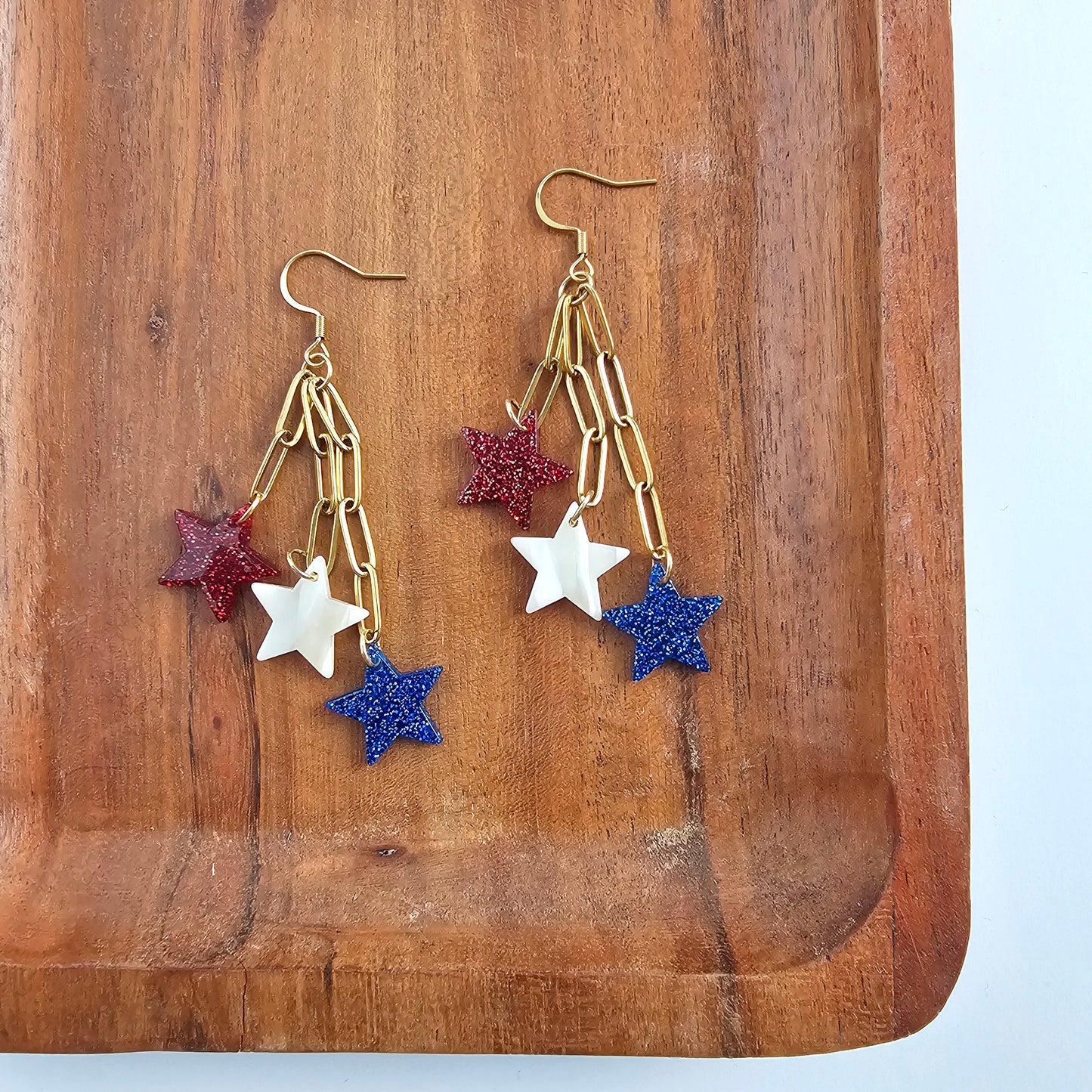 Firework Star Earrings - Red, White & Blue