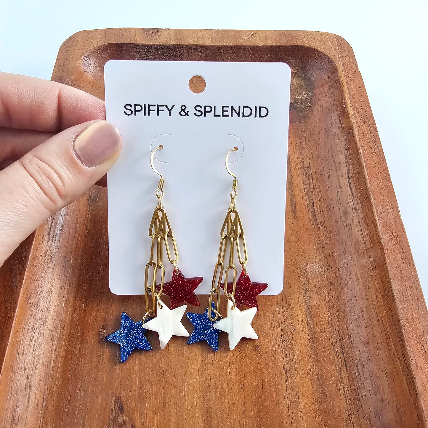 Firework Star Earrings - Red, White & Blue