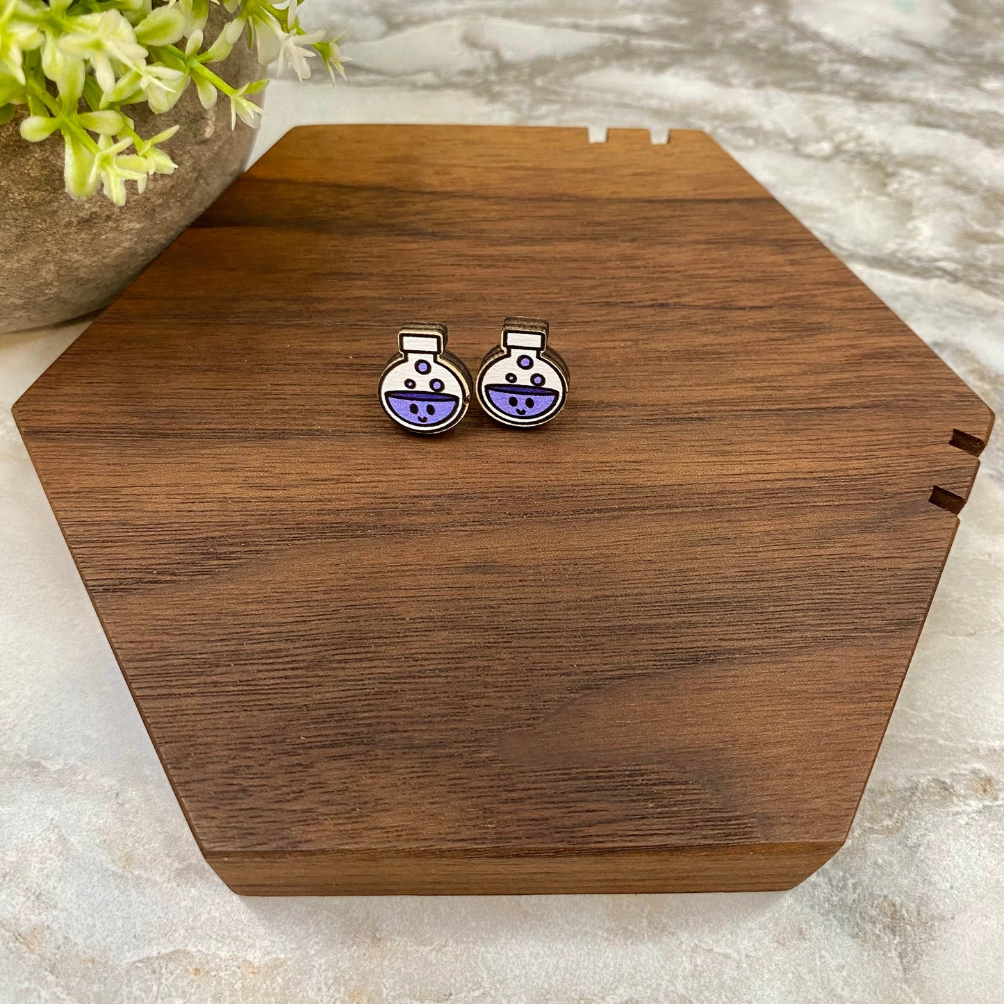 Wooden Stud Earrings - Halloween - Potion Tube