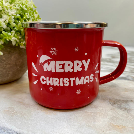 Mug - Christmas - Santa Hat Snowflakes