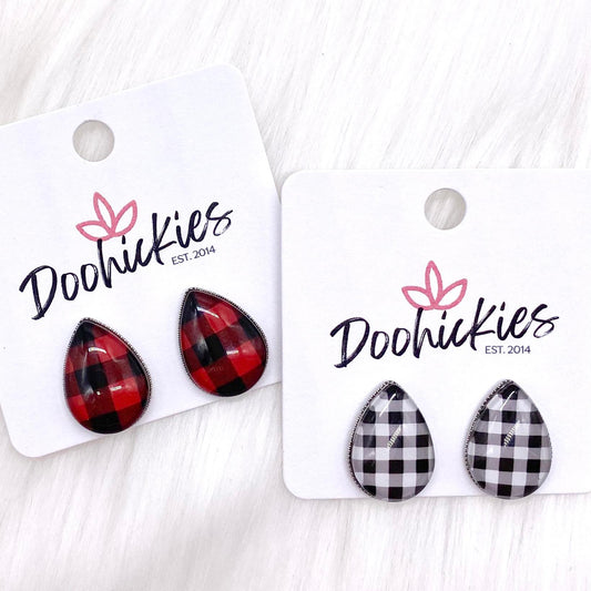 Big as Texas Buffalo Plaid Teardrops -Earrings