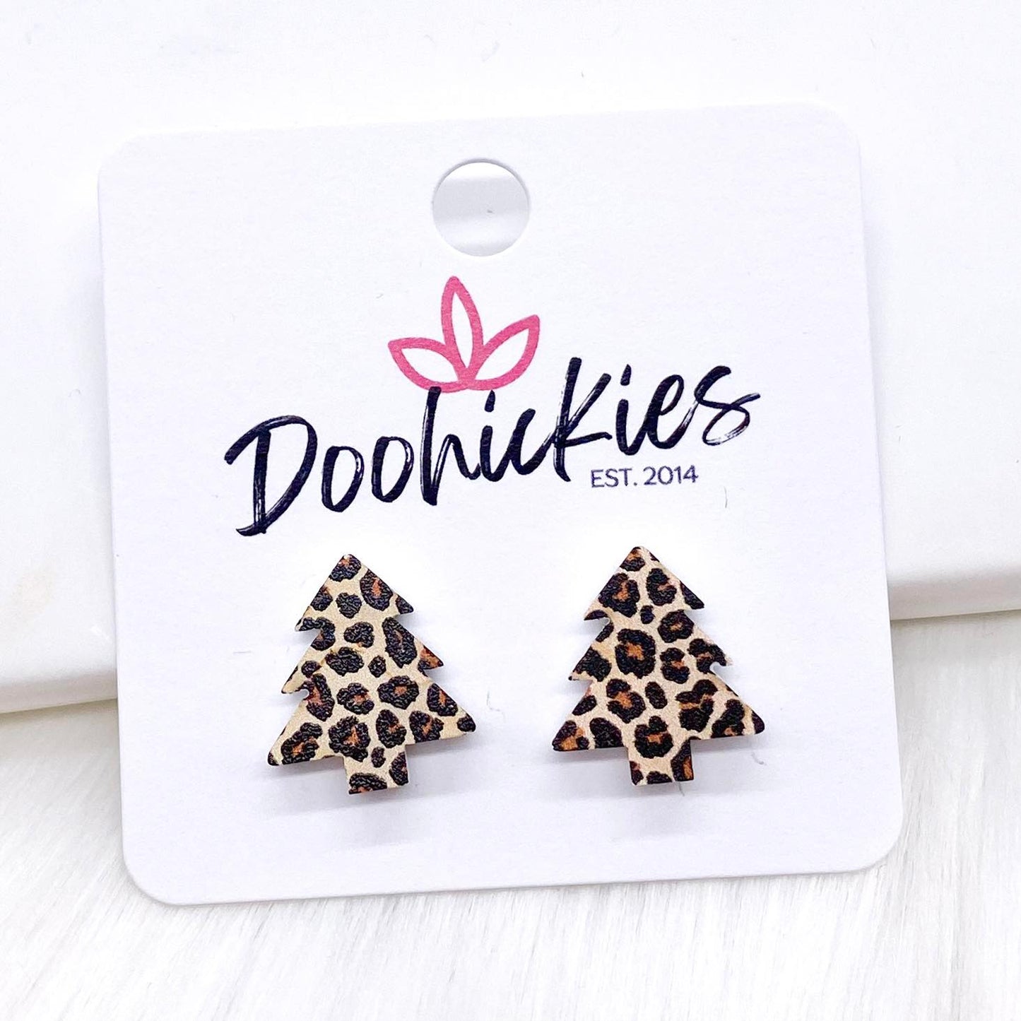 15mm Leopard Christmas Tree Studs -Earrings