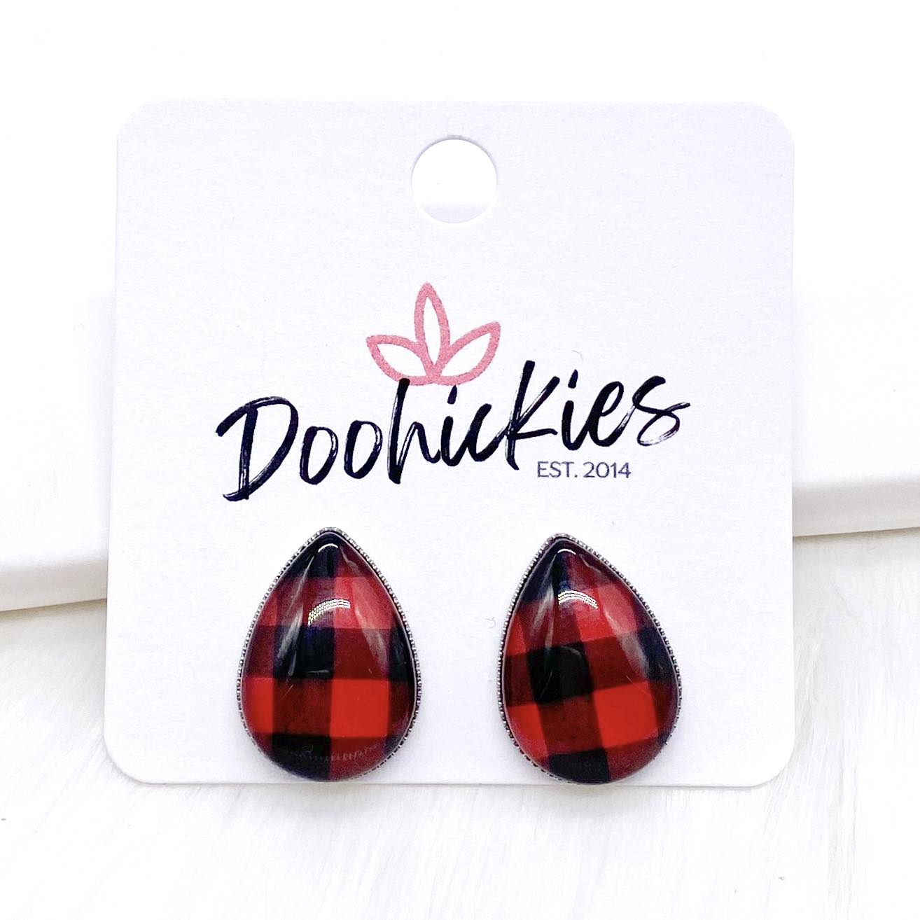 Big as Texas Buffalo Plaid Teardrops -Earrings