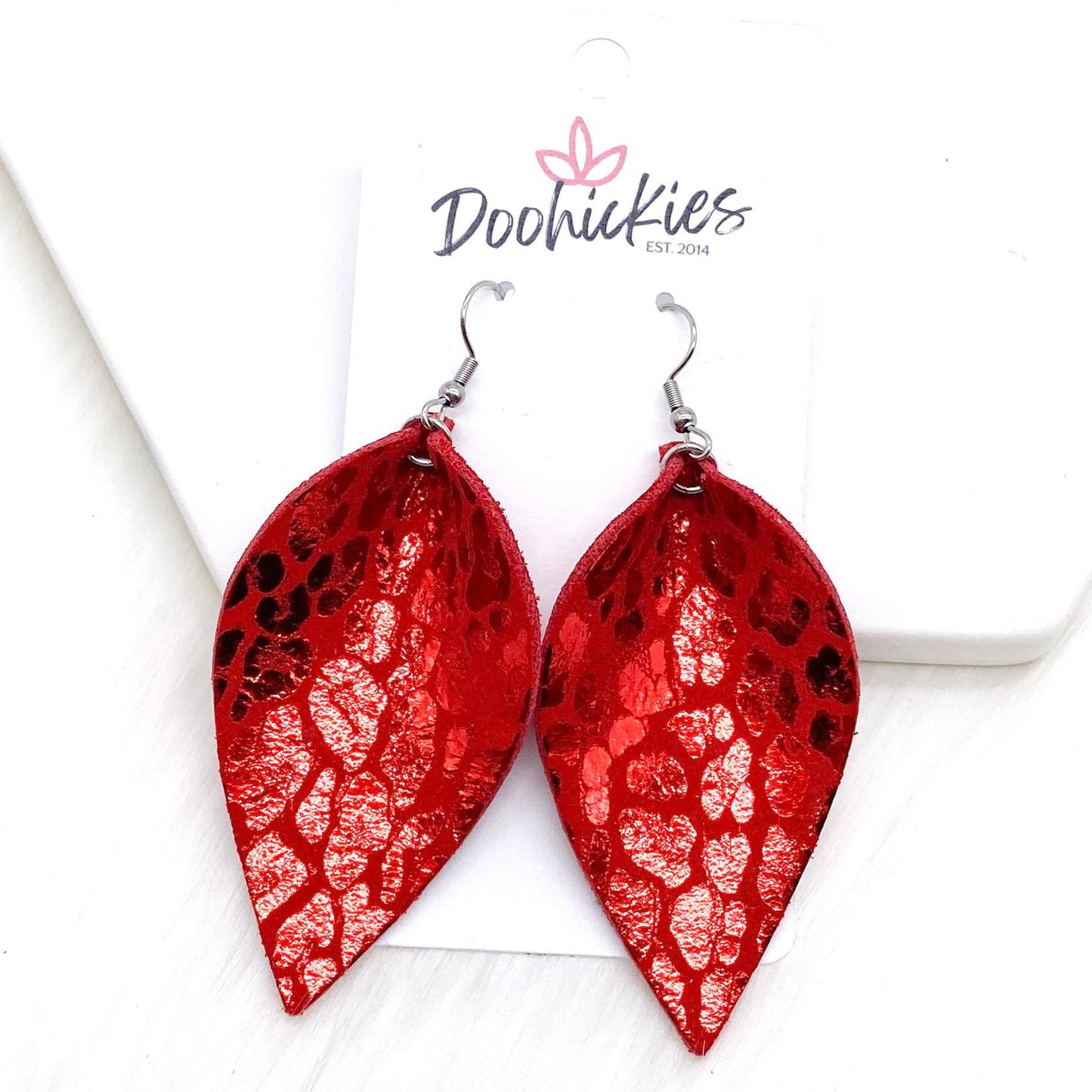 2.5" Metallic Christmas Leopard Petals -Earrings