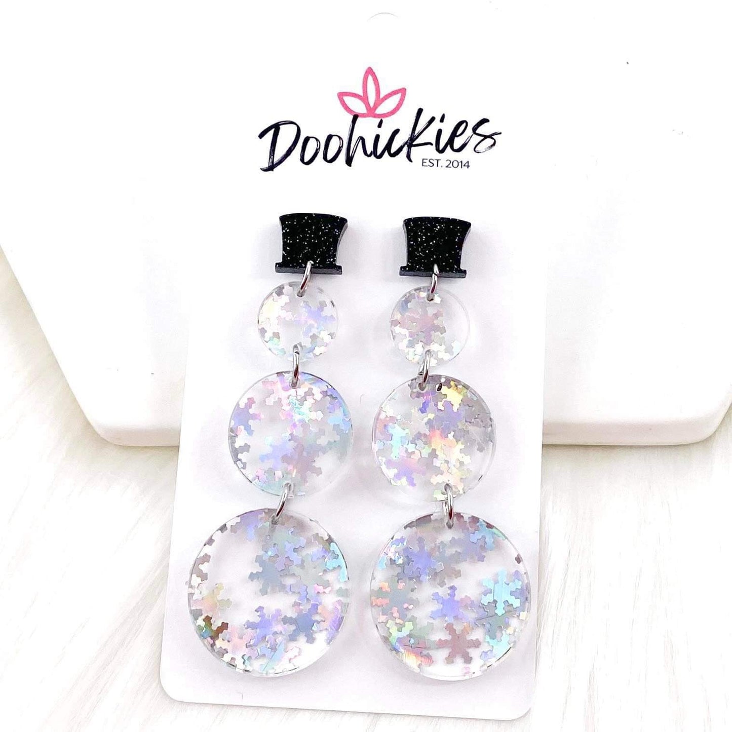 2.75" Snowman Dangles - Christmas Acrylic Earrings