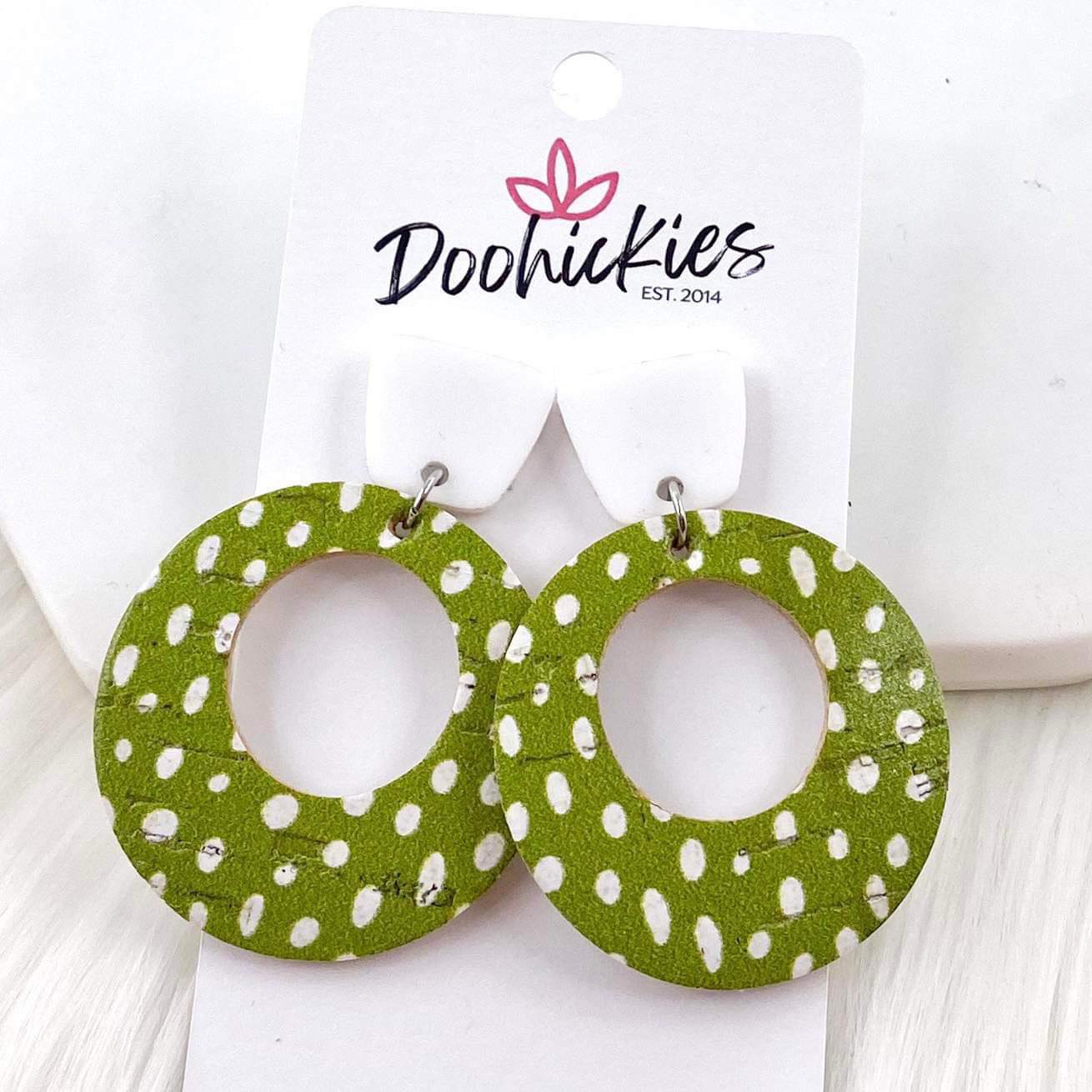 2" Christmas Doodle Dot Lil' O Dangles - Cork Earrings