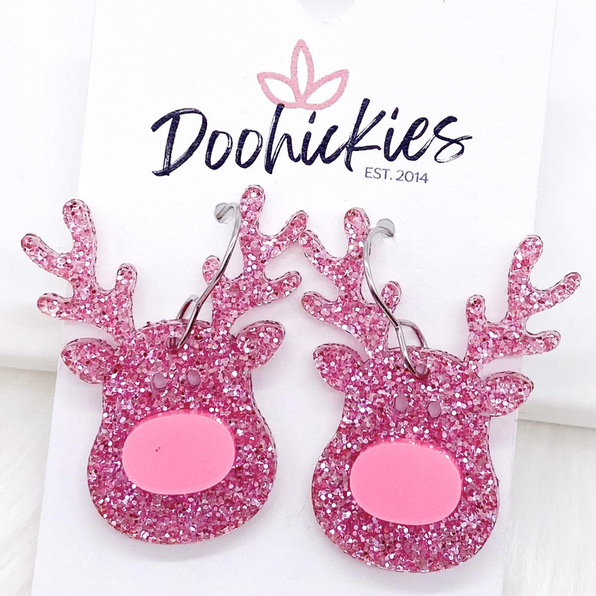 1.5" Clara Reindeer Dangles - Christmas Acrylic Earrings