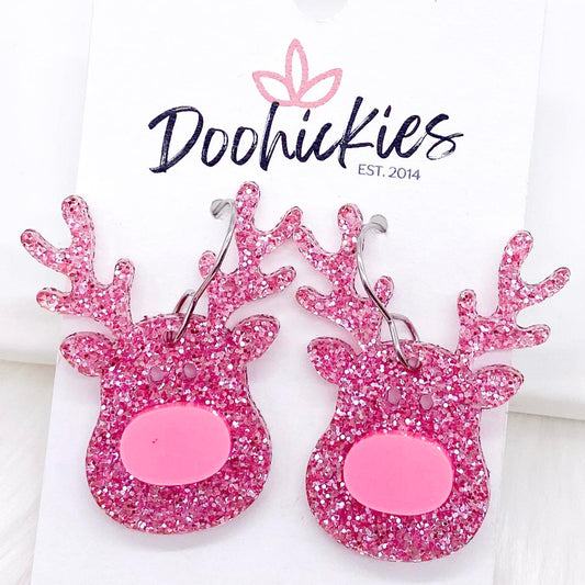 1.5" Clara Reindeer Dangles - Christmas Acrylic Earrings