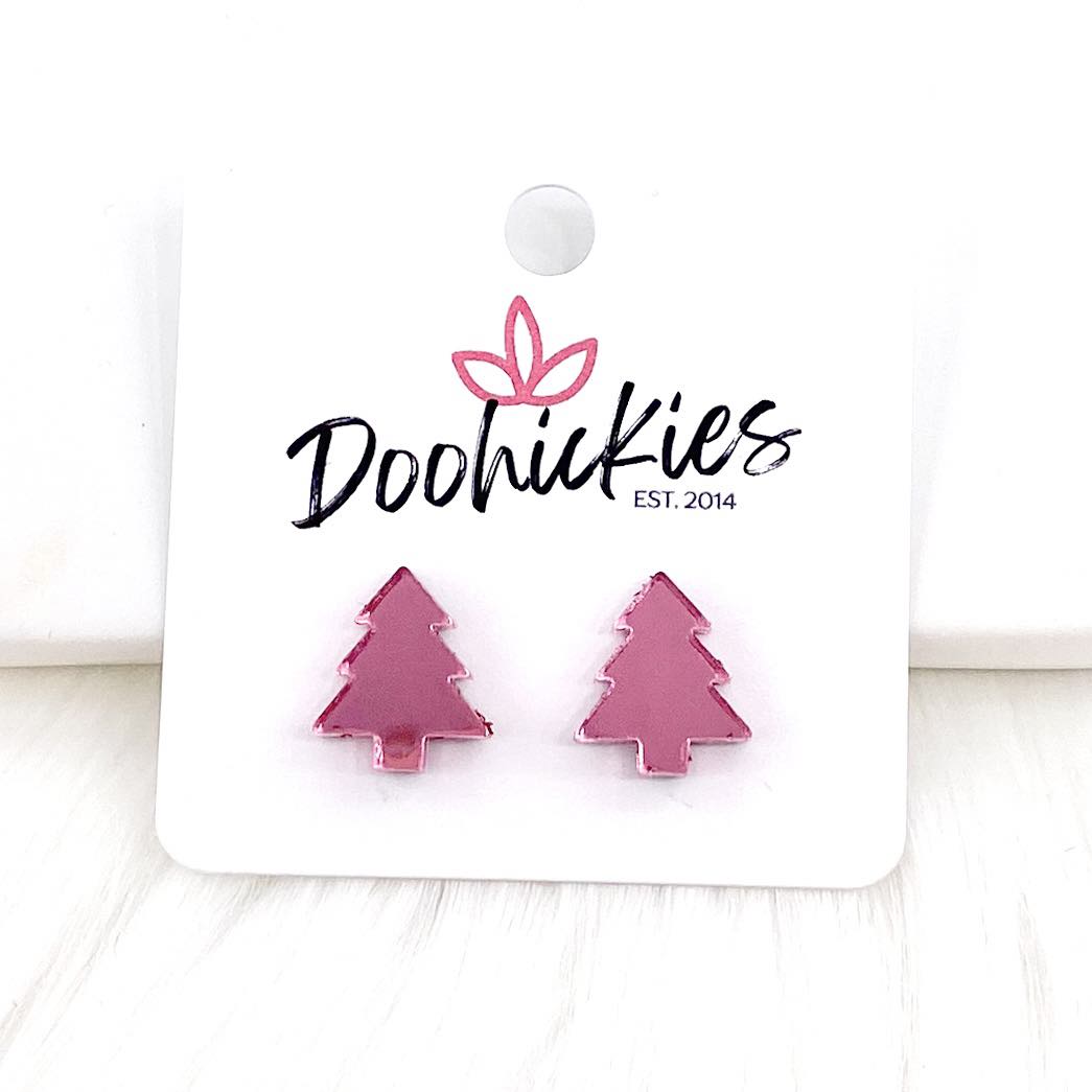 15mm Pinky Trees Studs - Christmas Earrings